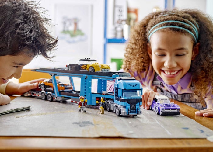 LEGO being built by kids