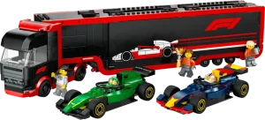 lego F1 Truck with RB20 and AMR24 F1 Cars